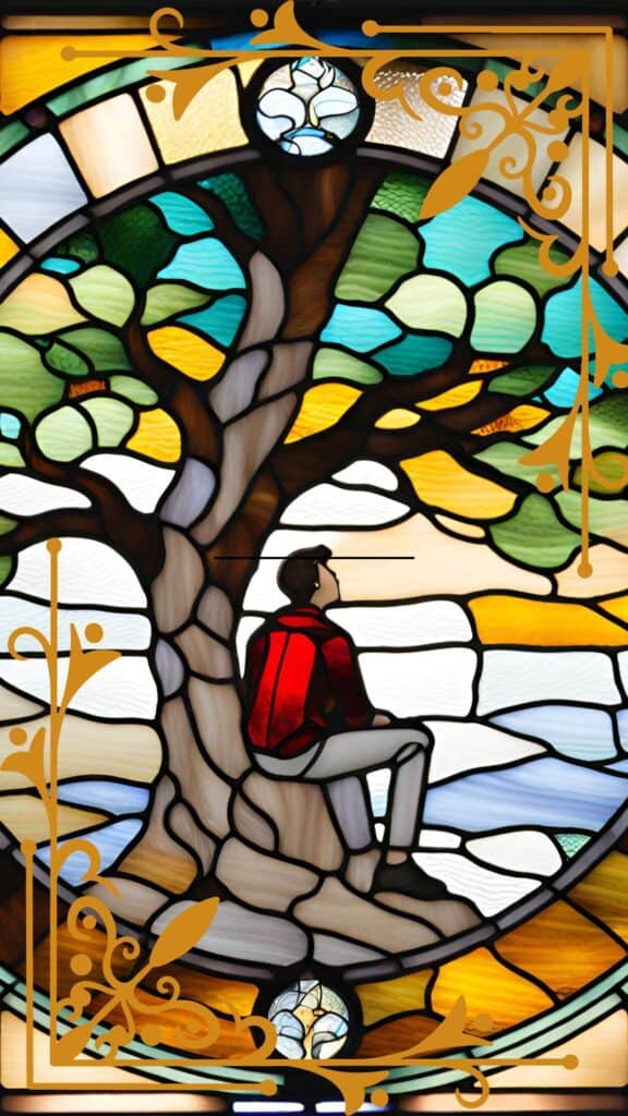 zaccheus in stained glass - AI