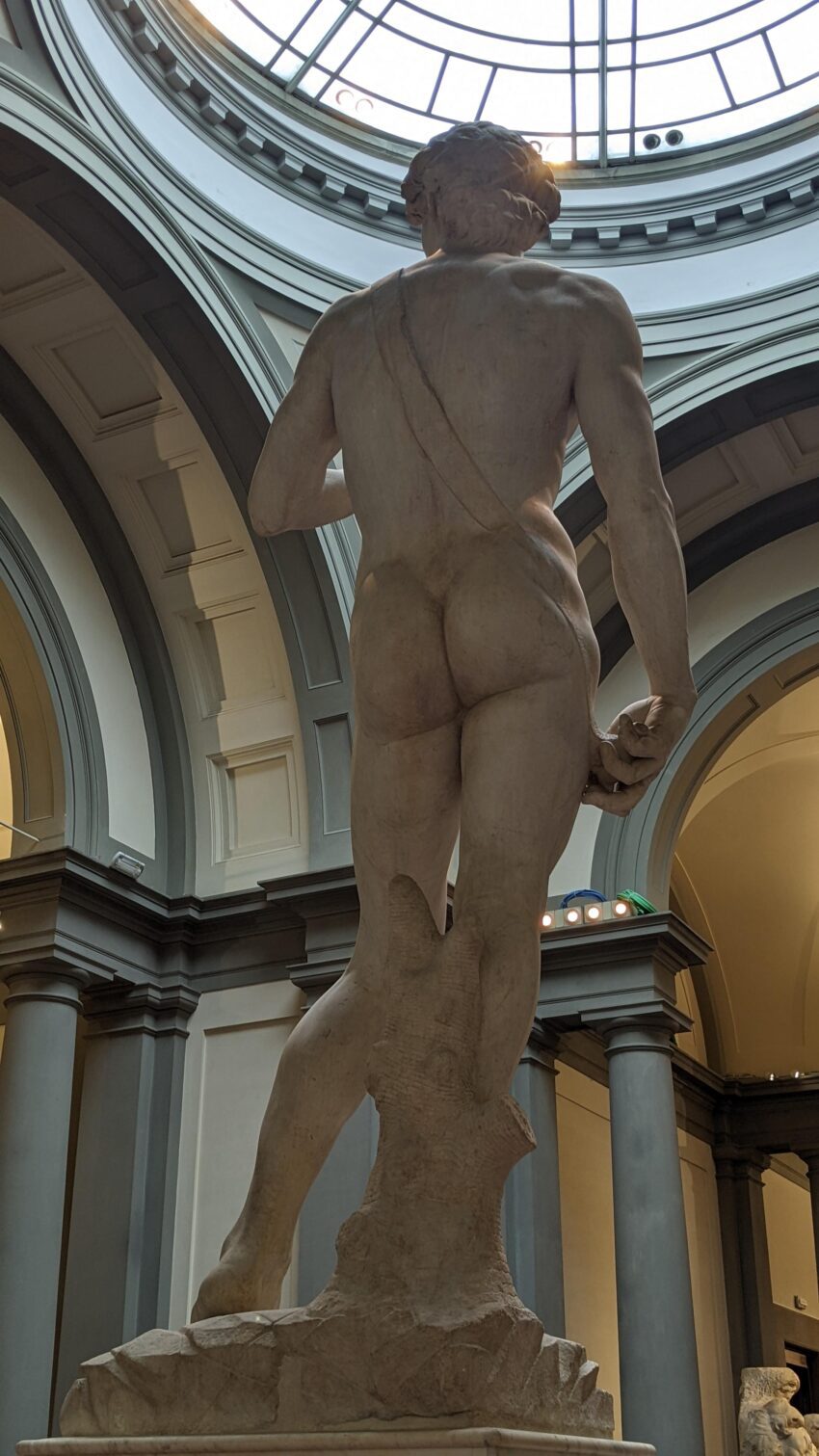 Rear view of the David by Michelangelo